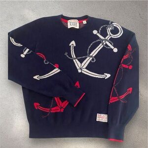 Scotch & Soda Amsterdam Navy Crewneck Sweater Viscose, Cotton, Wool
